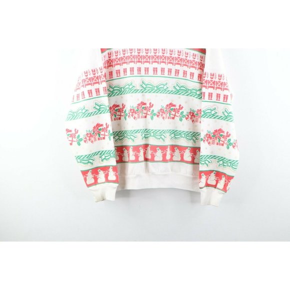 Vintage 90s Streetwear Womens 22 All Over Print Christmas Ugly Sweatshirt USA - Picture 3 of 10